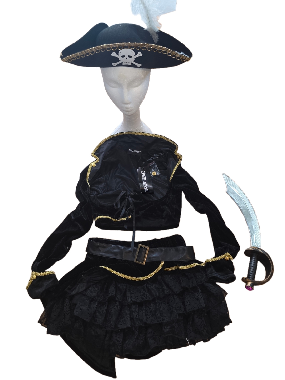 Dolls Kill Black & Gold Pirate Girl Costume Set